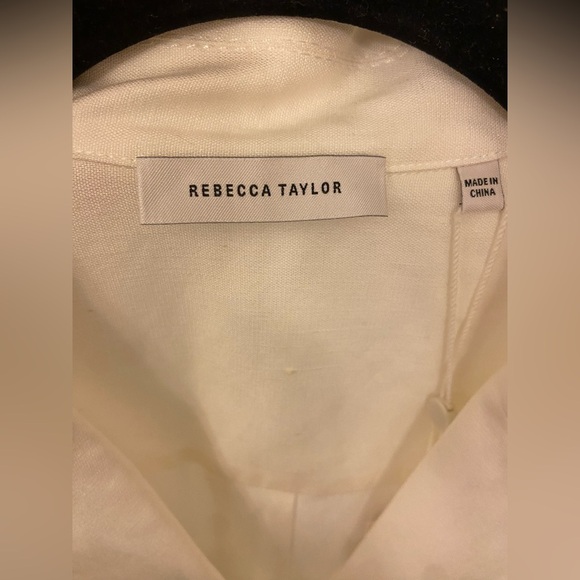 NWT Rebecca Taylor Cabana Short Sleeve Linen Blend White Size Medium - Picture 4 of 7